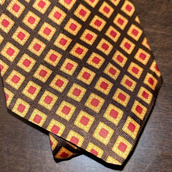 Daks London plaid Diamond print silk retro men’s vintage neck tie business smart - Picture 2 of 4
